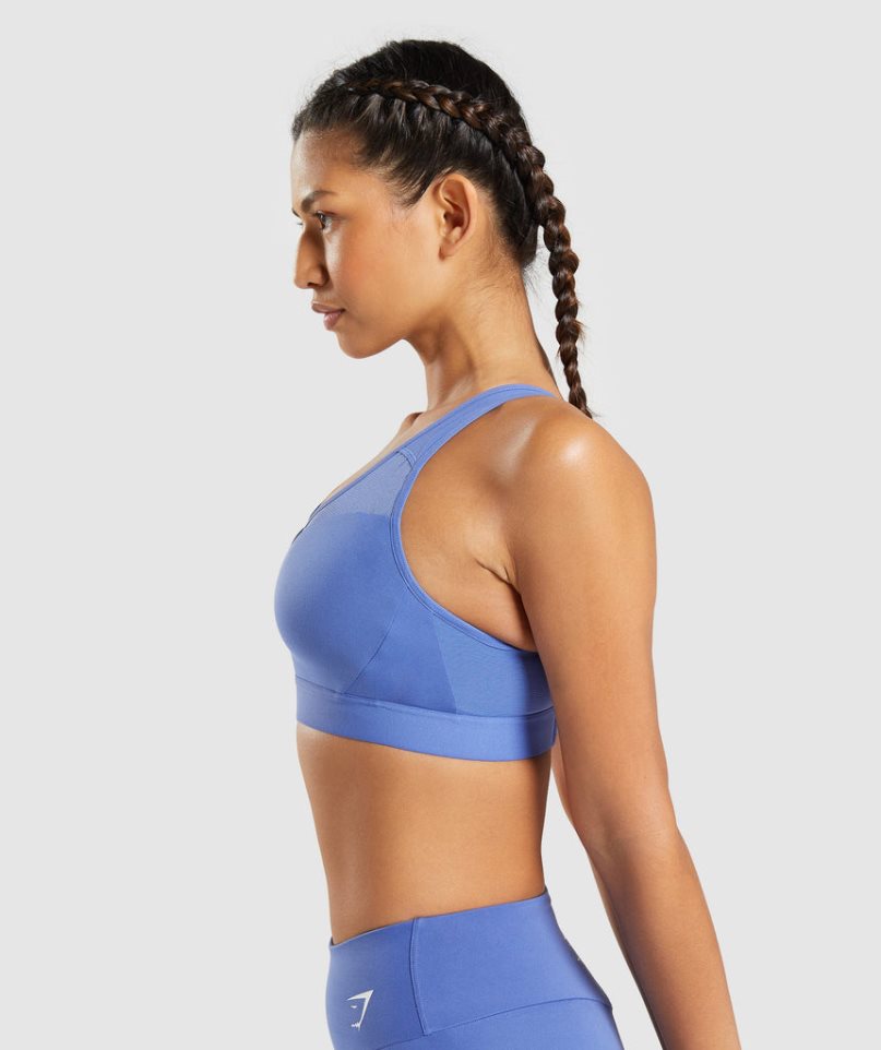 Women's Gymshark Open Back Sports Bra Blue | NZ 6TOSMZ